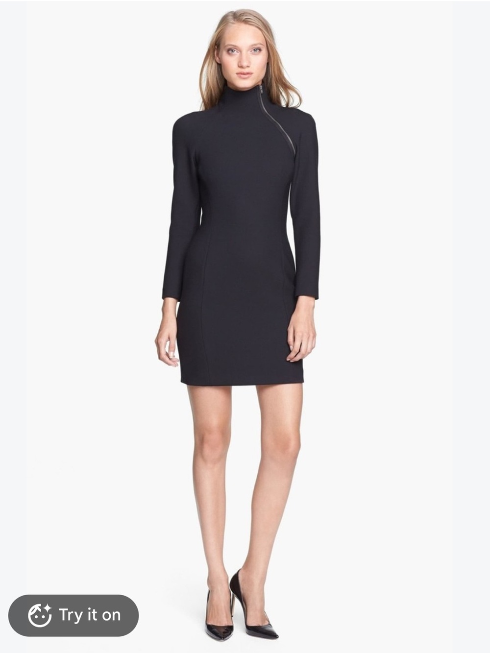 THEORY 'Danella' Wool Blend Sheath Dress Sz 2 Black Bodycon